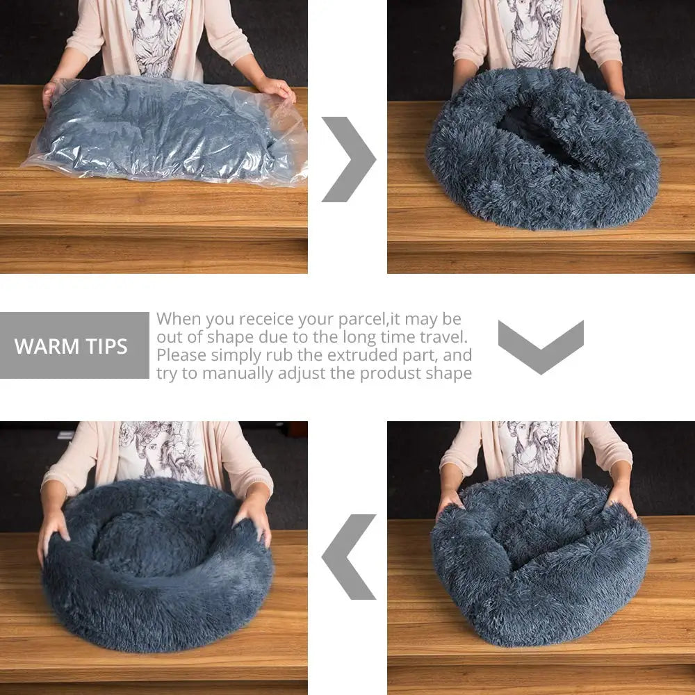  Round Pet Bed for Large Dog Bed Super Soft Cat Bed Plush Dog House for Medium Dog 