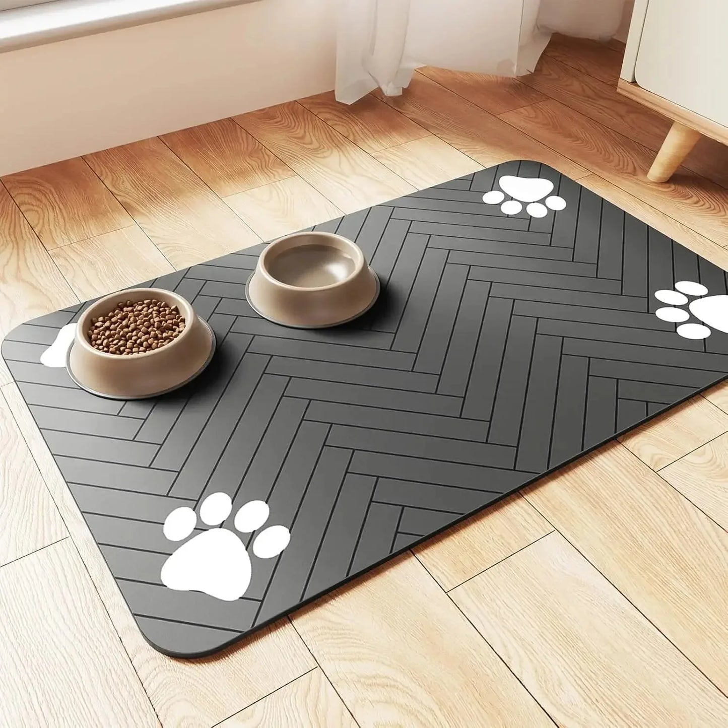 Pet Feeding Mat-Absorbent Pet Placemat Rubber Backing