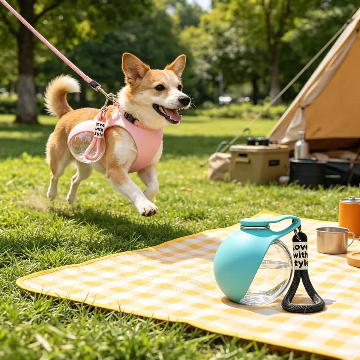 Dog Water Bottle Outdoor Portable Foldable Leakproof Pet Drinking Cup with Lanyard 285ML Travel Pet Supplies