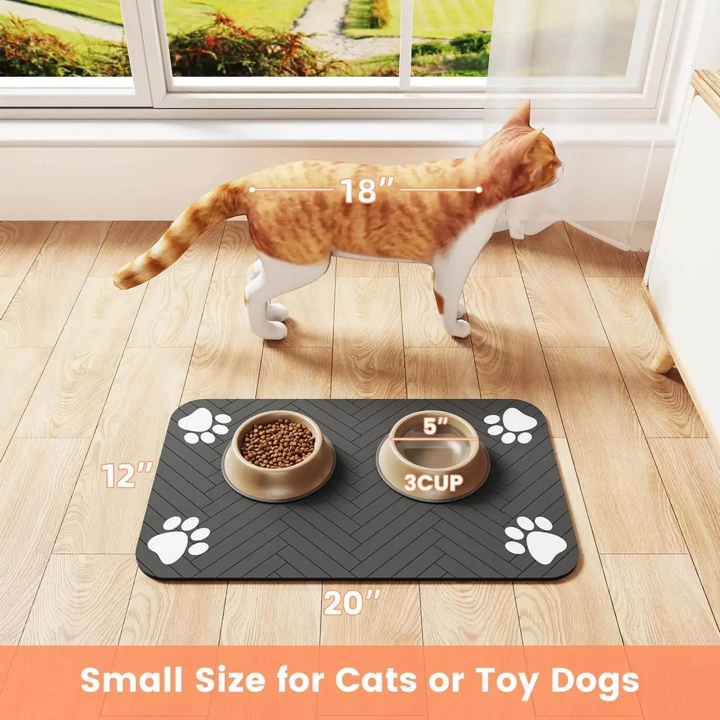 Pet Feeding Mat-Absorbent Pet Placemat Rubber Backing