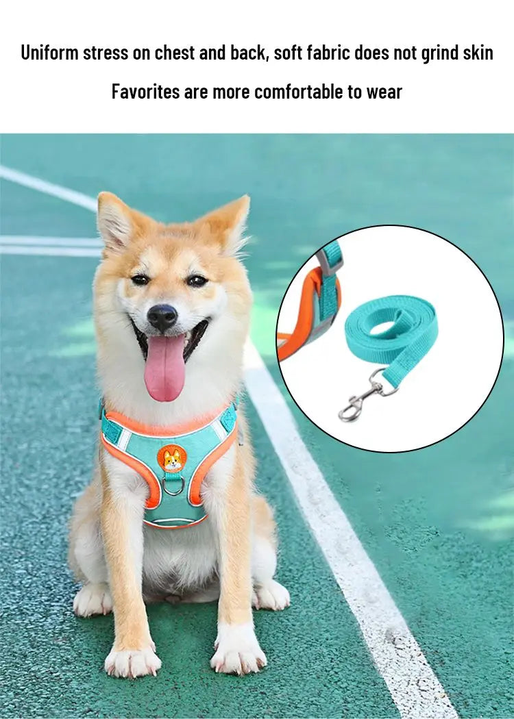 Adjustable No Pull Pet Reflective Dog Harness Lead Walking Running 