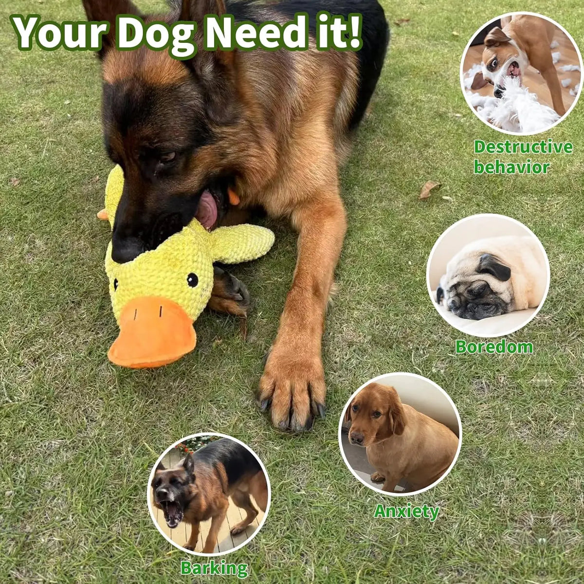 Duck Dog Toy Plush Chew Resistant Durable