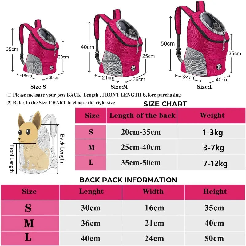 New Dog Pet Backpack Carrier Travel Bag Front Pack Breathable Adjustable 