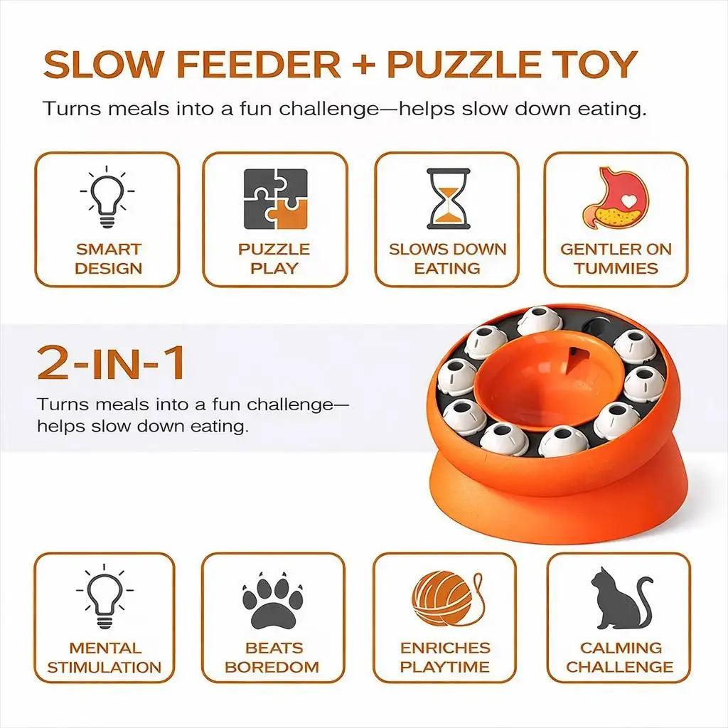Slow Feeder Cat Bowl Interactive Cat Puzzle Toy