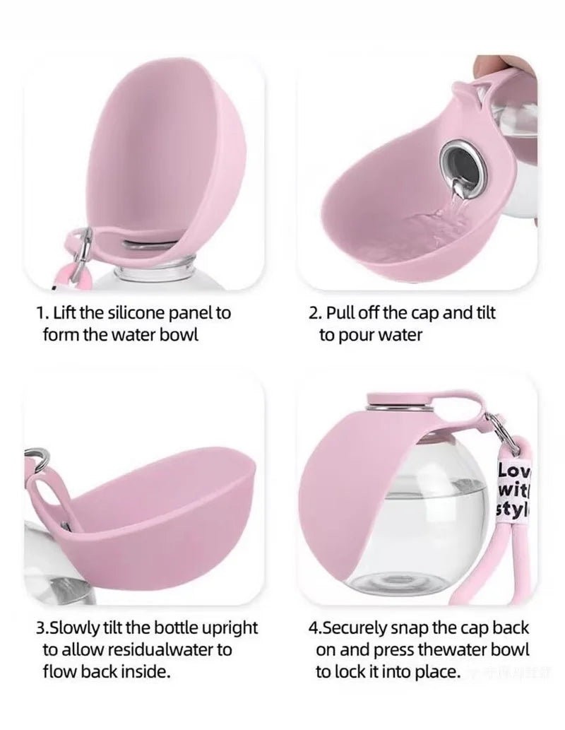 Dog Water Bottle Outdoor Portable Foldable Leakproof Pet Drinking Cup with Lanyard 285ML Travel Pet Supplies