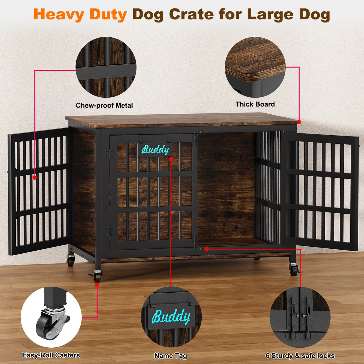 Heavy Duty Dog Kennel Indoor for Large and Medium Dogs