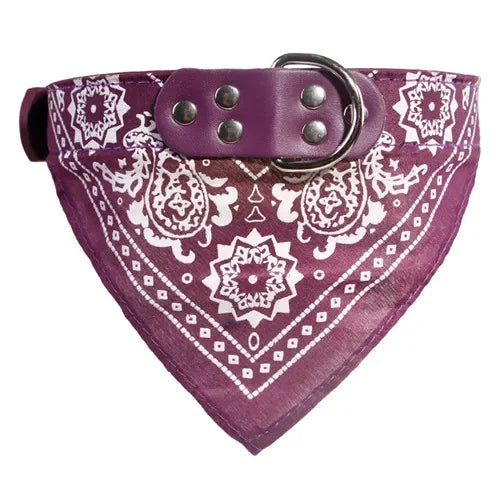 Adjustable Dog Bandana Leather Printed Soft Collar For Dog Pet