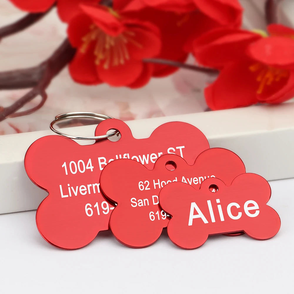 Bone Shaped Pet ID Tag Personalized Dog Cat Name Tags