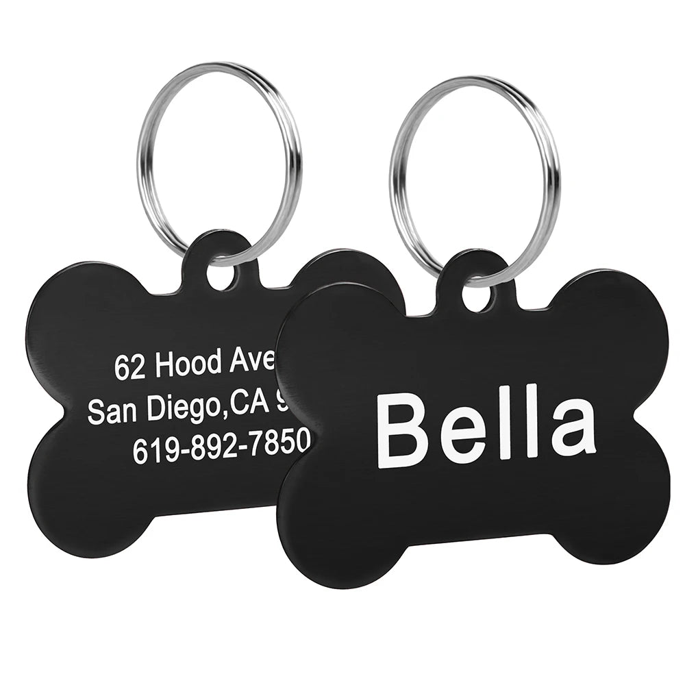 Bone Shaped Pet ID Tag Personalized Dog Cat Name Tags