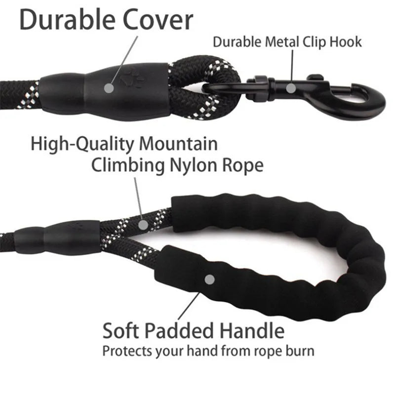 Double Heavy Duty Traction Rope For Strong Dogs - Enhance Safety And Contr
