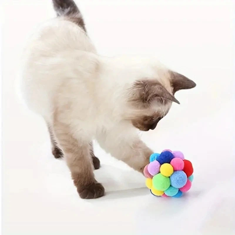 Pet Elastic Bell Ball Self Hi Ball Playing Cat Colorful Woolen Ball