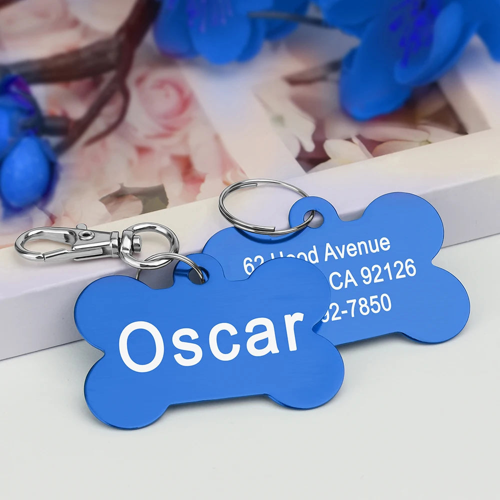 Bone Shaped Pet ID Tag Personalized Dog Cat Name Tags
