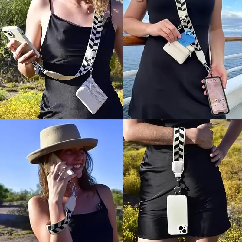 Phone Strap With Zippered Pouch For Women