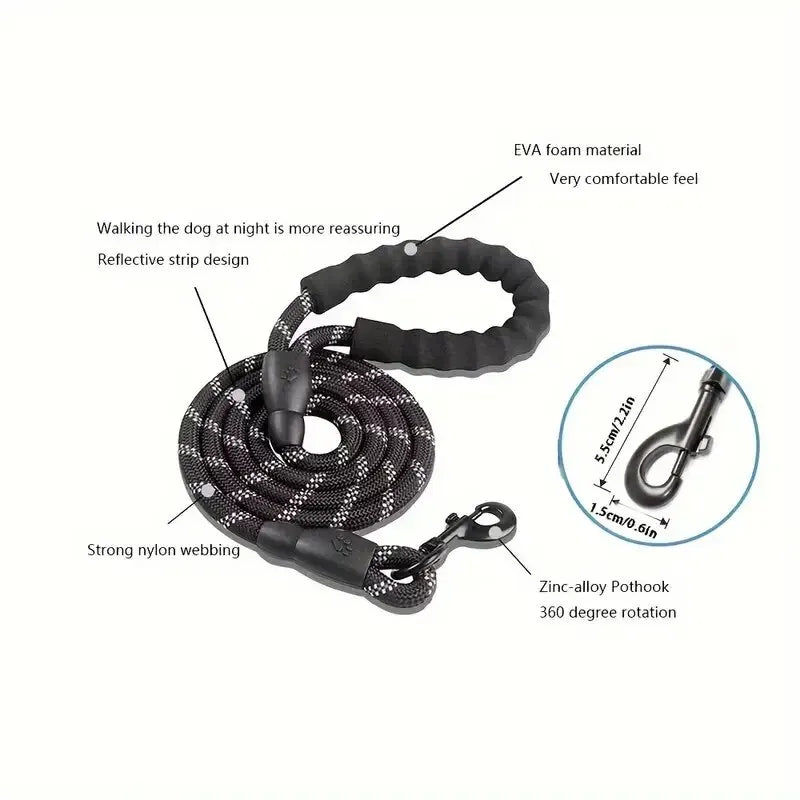 Double Heavy Duty Traction Rope For Strong Dogs - Enhance Safety And Contr