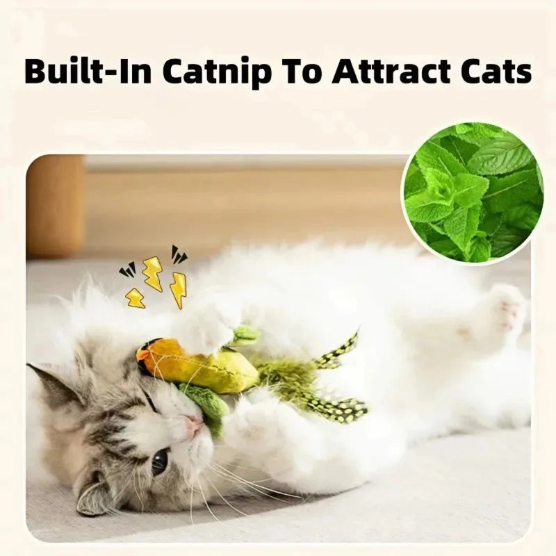 The Pet Cat Toy Emulates the Sound Bird to Amuse the Cat Elastic Rope to Relieve Boredom