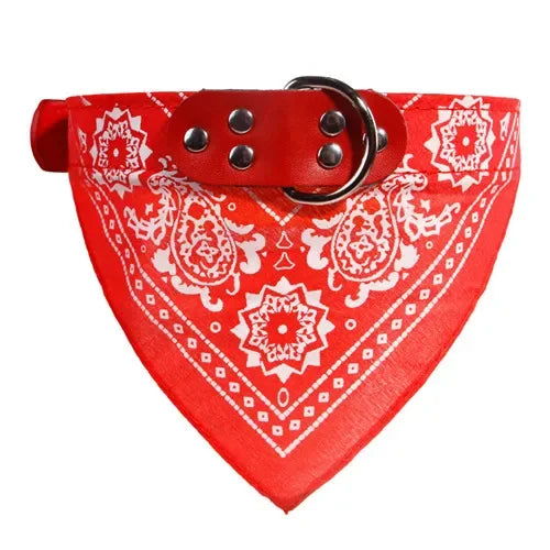 Adjustable Dog Bandana Leather Printed Soft Collar For Dog Pet