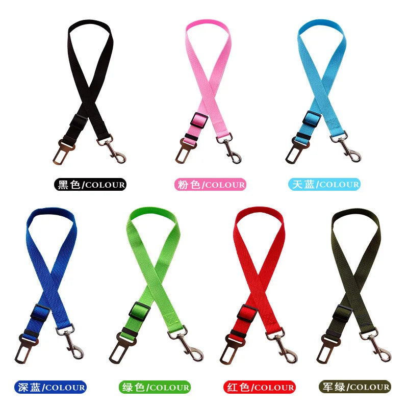 Car Seat Belt Pet Seat Vehicle Dog Harness Lead Clip Safety Lever Traction Dog Collars