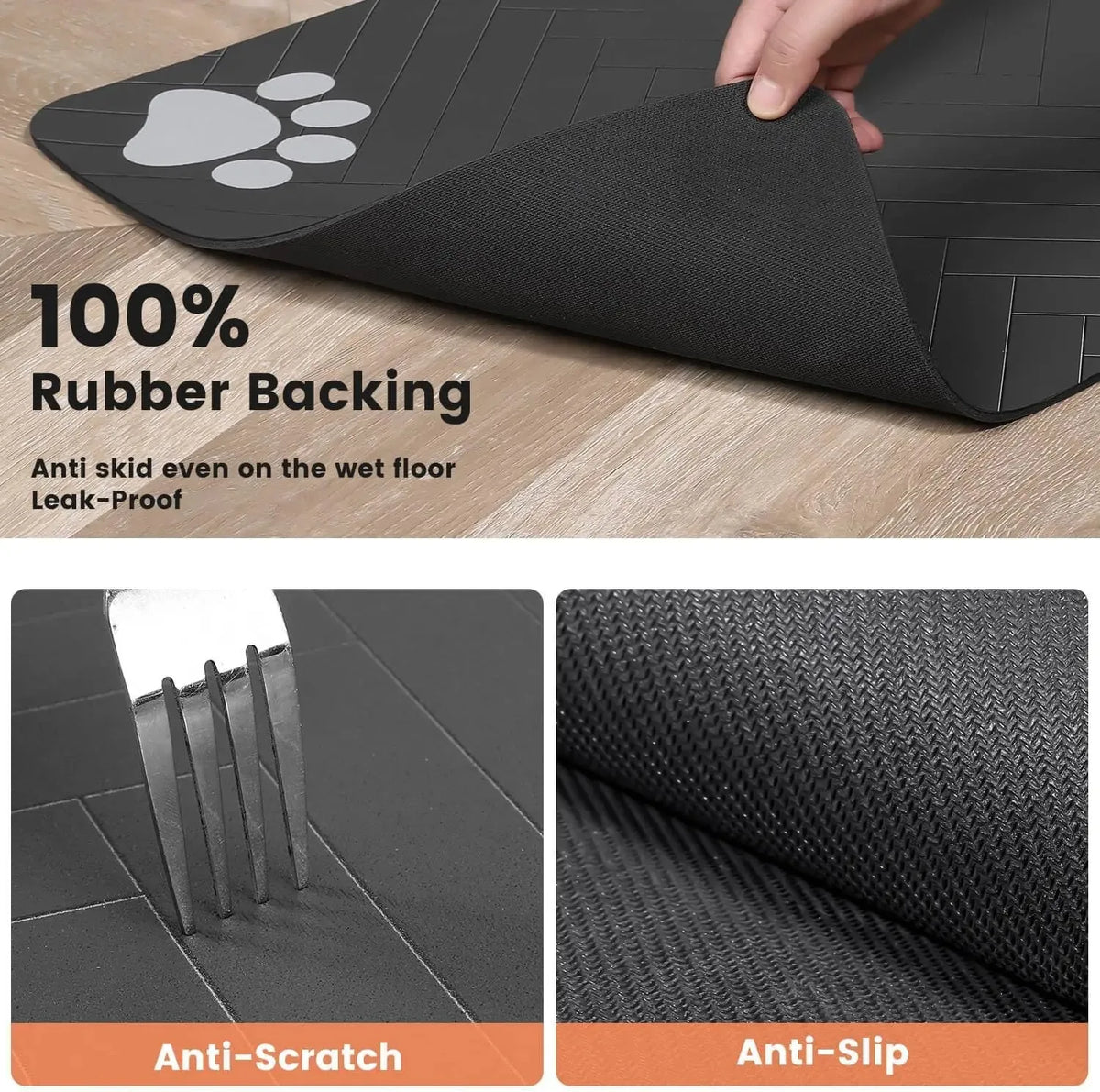 Pet Feeding Mat-Absorbent Pet Placemat Rubber Backing