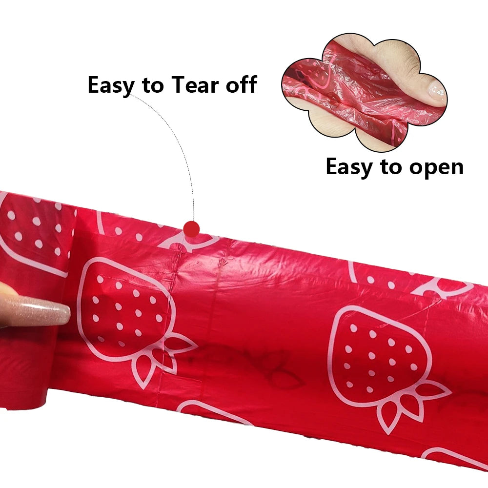 Photodegradable Red Dog Poop Bags with Strawberry Fragrance