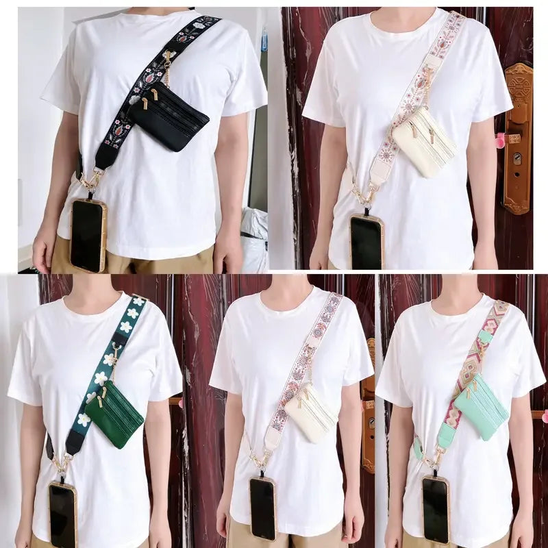 Phone Strap With Zippered Pouch For Women