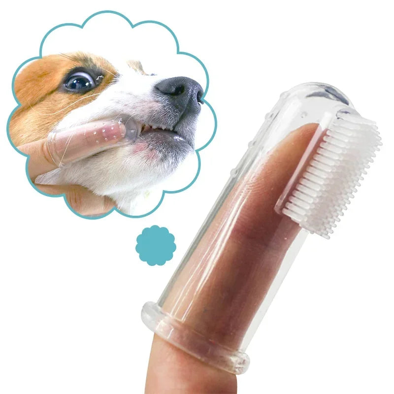 Dog Brush Bad Breath Tartar Teeth Care Tool Dog Cat Cleaning Silicagel 