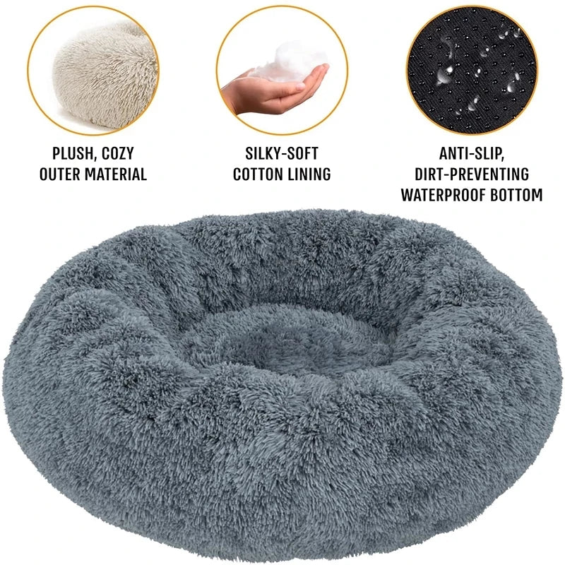  Round Pet Bed for Large Dog Bed Super Soft Cat Bed Plush Dog House for Medium Dog 
