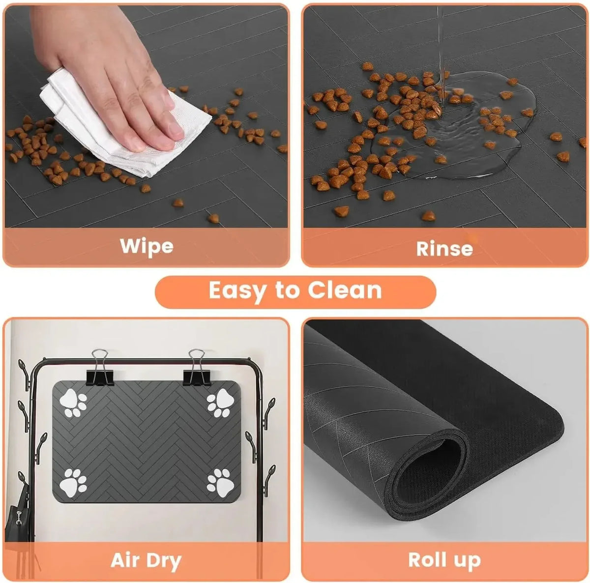 Pet Feeding Mat-Absorbent Pet Placemat Rubber Backing