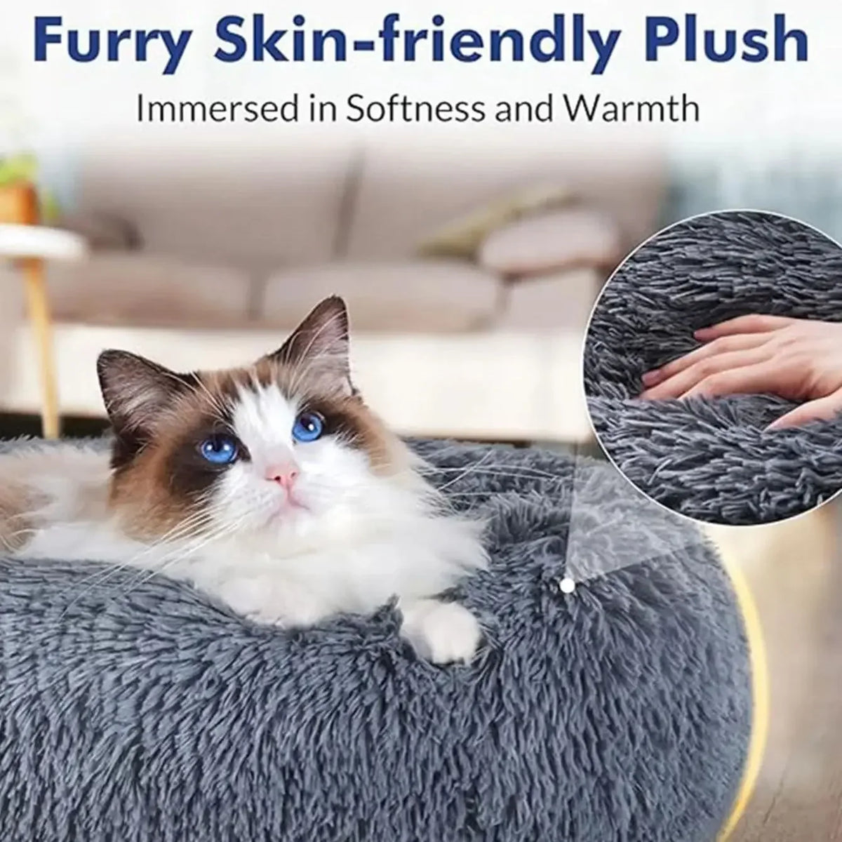  Round Pet Bed for Large Dog Bed Super Soft Cat Bed Plush Dog House for Medium Dog 