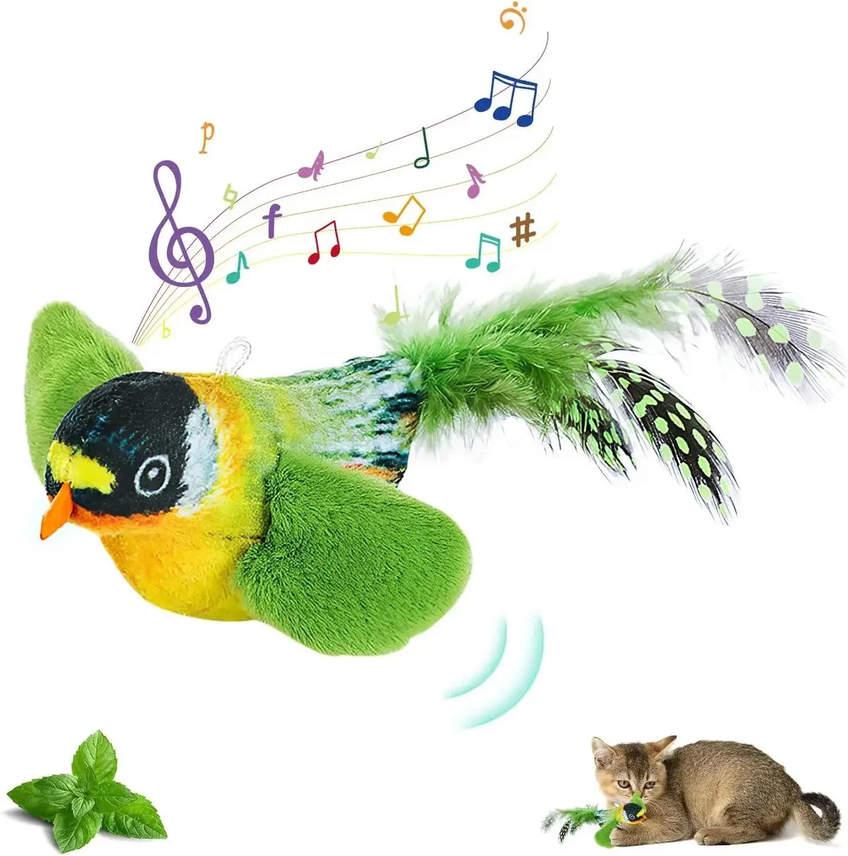 The Pet Cat Toy Emulates the Sound Bird to Amuse the Cat Elastic Rope to Relieve Boredom