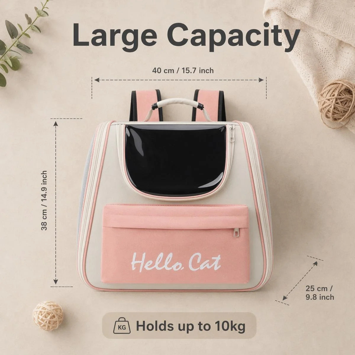 Pet Carrier Backpack Waterproof Oxford Sturdy Aluminum Frame Travel Cat Dog Bag 