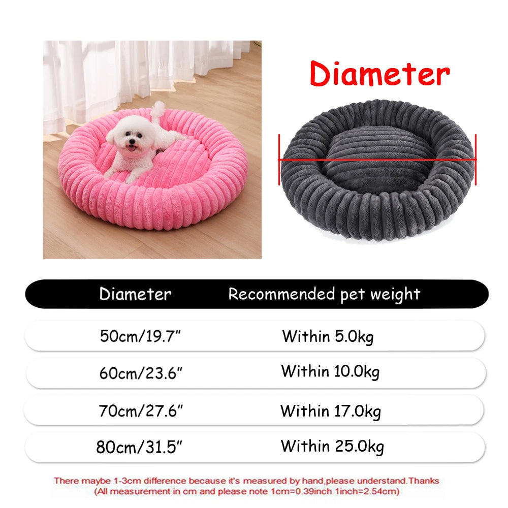  Round Pet Bed for Large Dog Bed Super Soft Cat Bed Plush Dog House for Medium Dog 