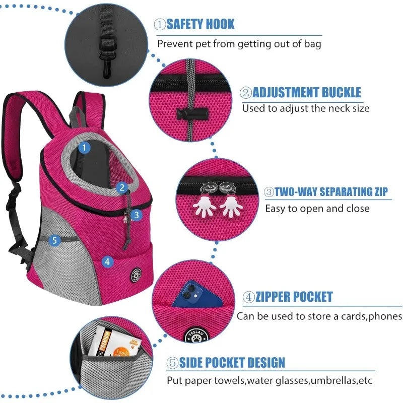 New Dog Pet Backpack Carrier Travel Bag Front Pack Breathable Adjustable 