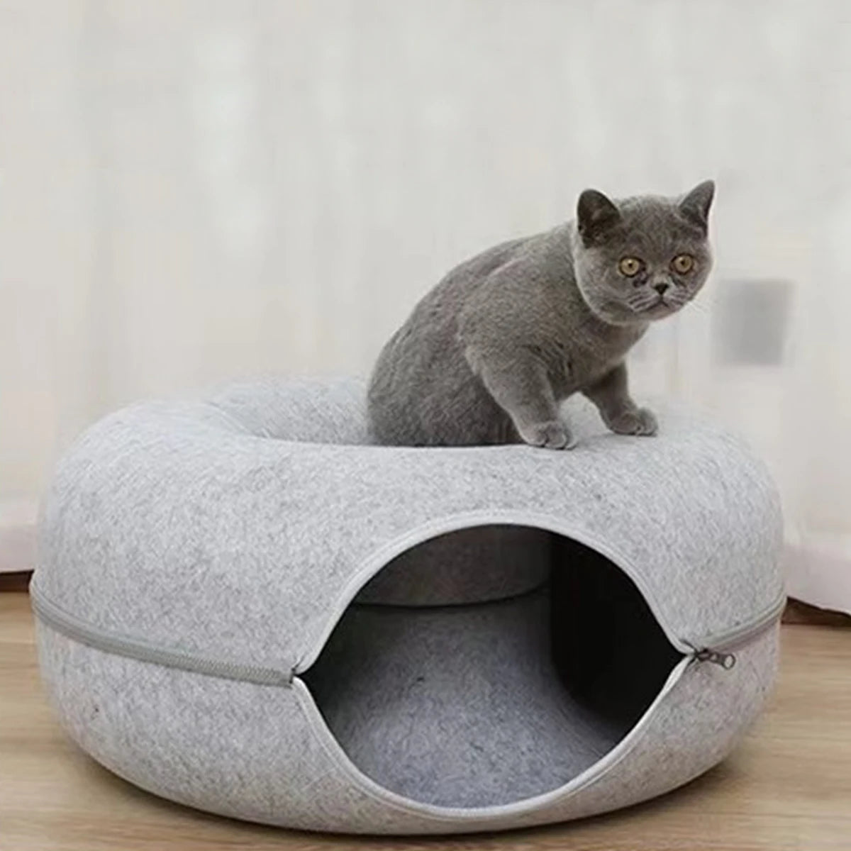 Interactive Round Small Cat Tunnel Nest Felt Kittens