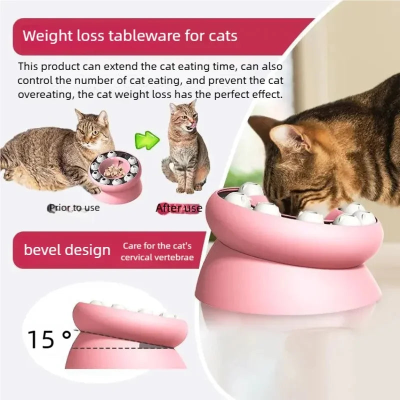 Slow Feeder Cat Bowl Interactive Cat Puzzle Toy