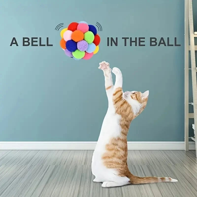Pet Elastic Bell Ball Self Hi Ball Playing Cat Colorful Woolen Ball