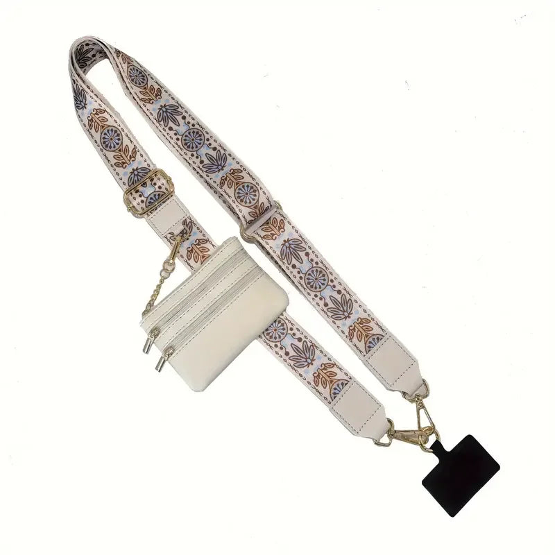 Phone Strap With Zippered Pouch For Women