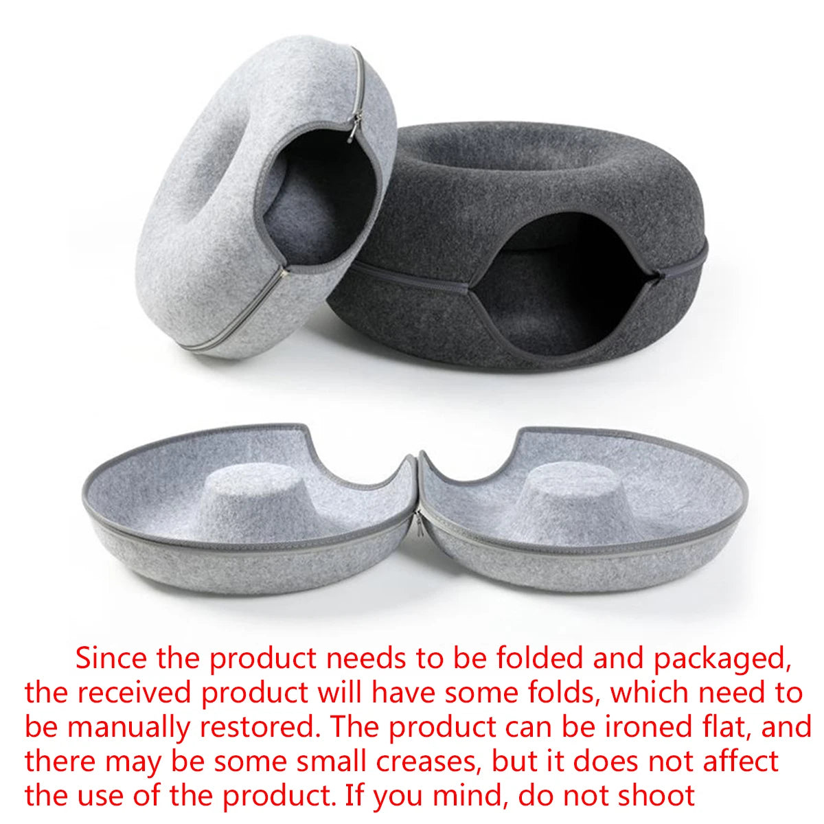 Interactive Round Small Cat Tunnel Nest Felt Kittens