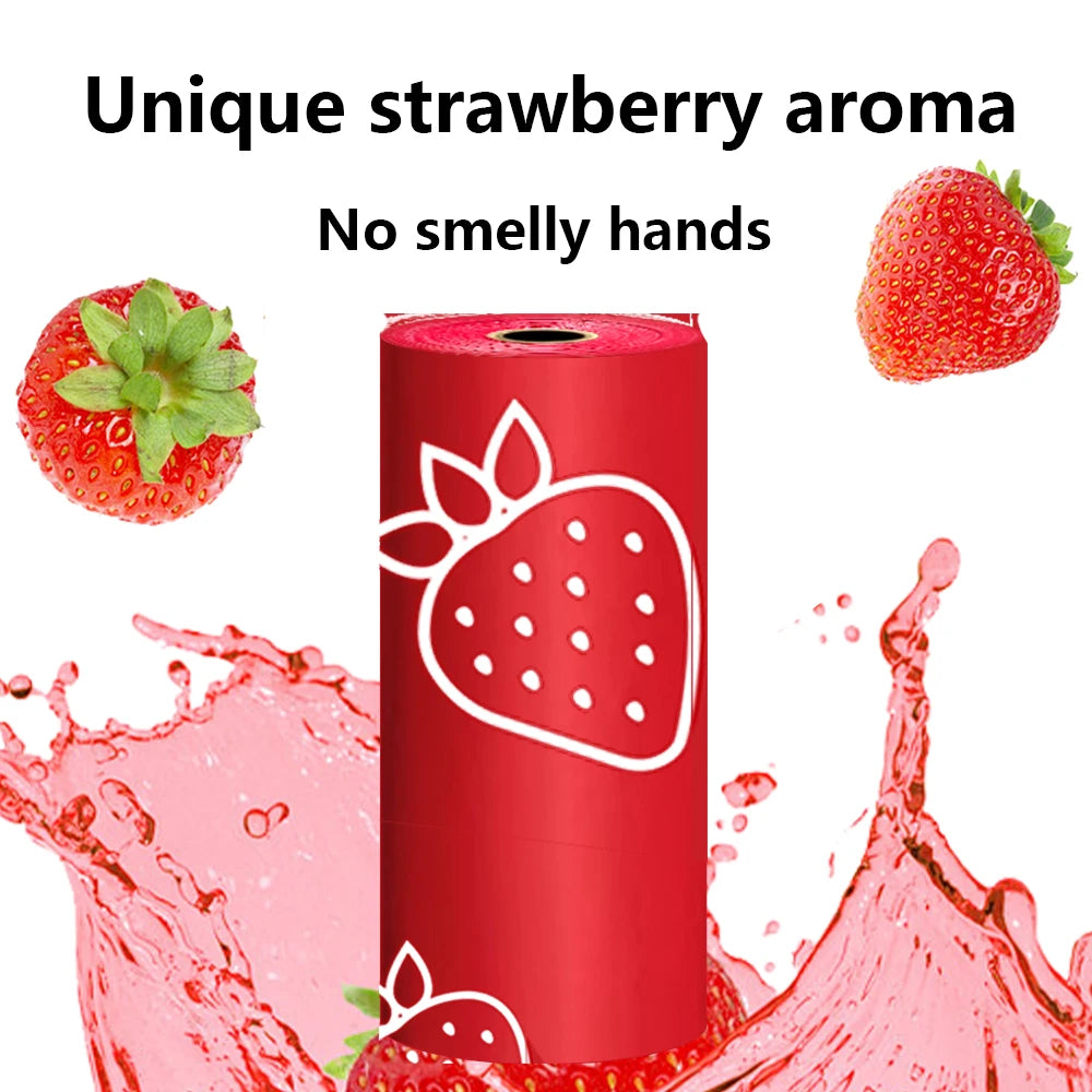 Photodegradable Red Dog Poop Bags with Strawberry Fragrance