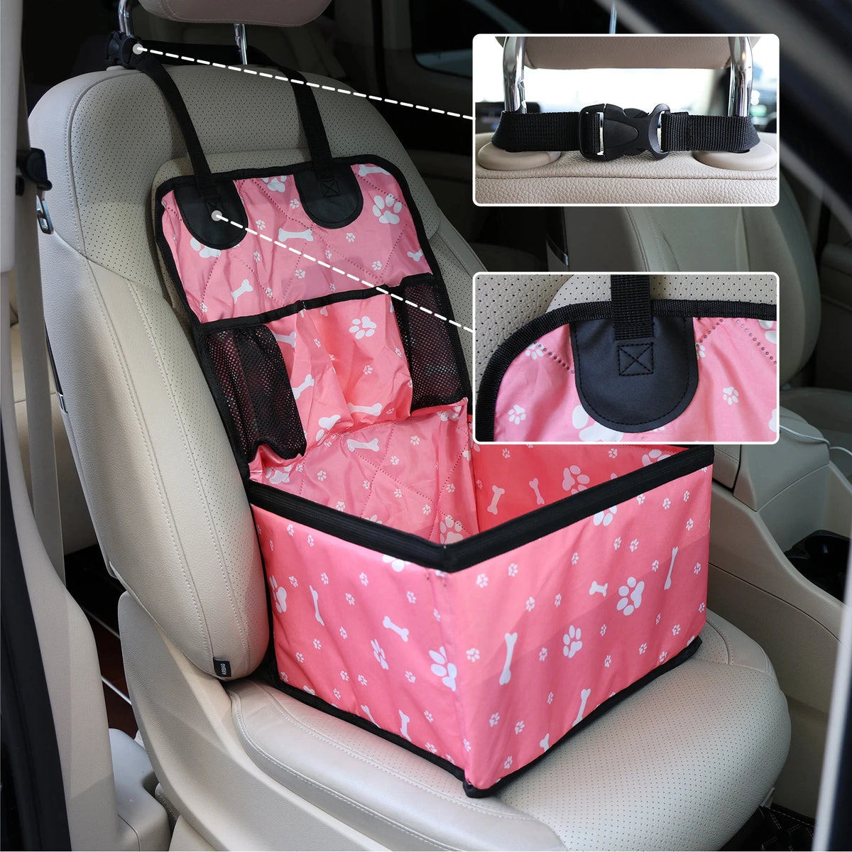Dog Car Seat with Storage Pocket,Travel Dog Bag Cover Folding Hammock