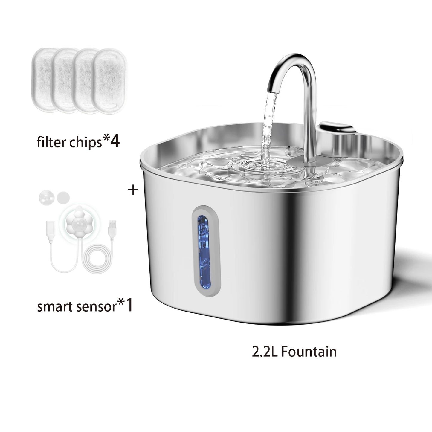 Pet Water Feeder Dog Water Fountain with Window（No 5V 1A Plug）