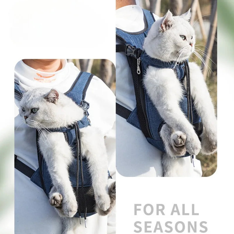 Double Shoulder Breathable Portable Travel Pet Dog Carrier Backpack Mesh