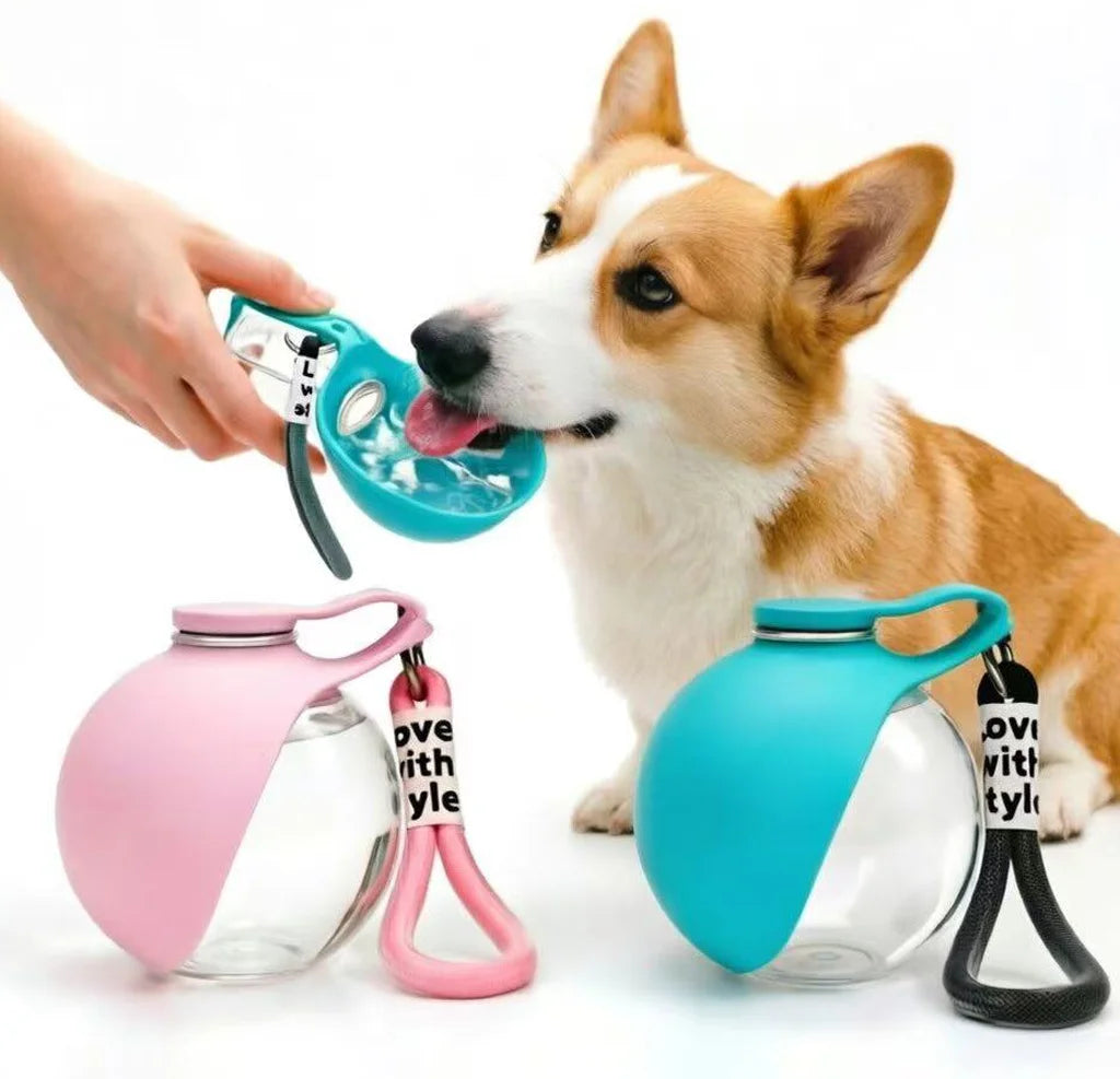 Dog Water Bottle Outdoor Portable Foldable Leakproof Pet Drinking Cup with Lanyard 285ML Travel Pet Supplies
