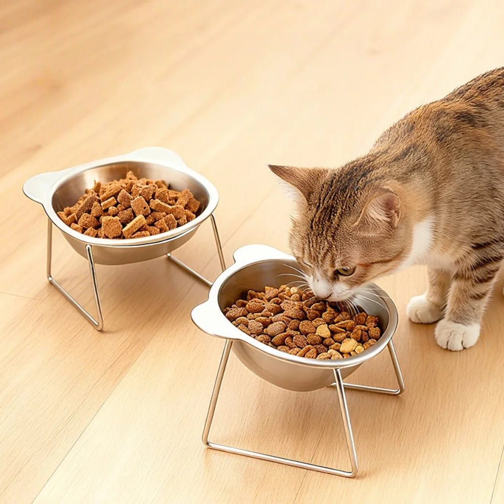 Angled Tilted Feeder with Neck Support, Heat-Resistant & Easy-Clean for Crate or Home Use