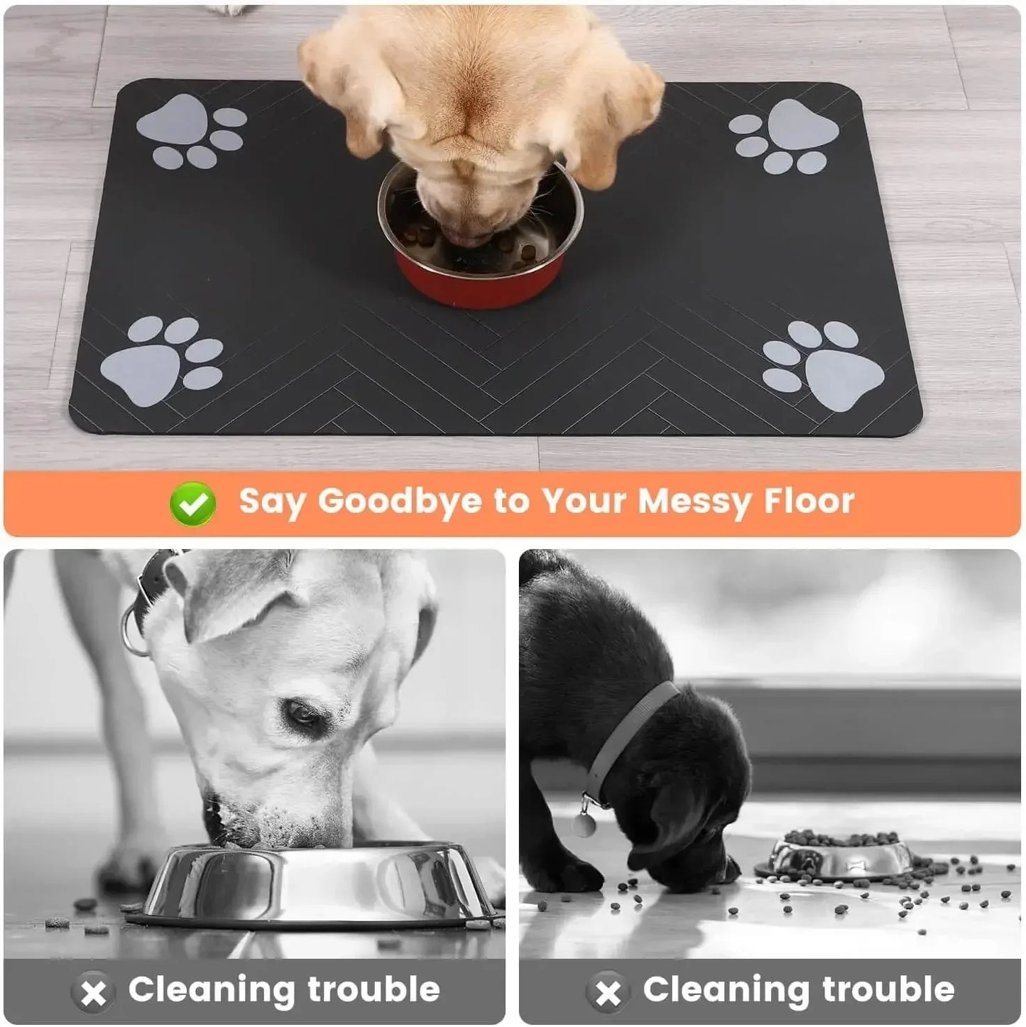 Pet Feeding Mat-Absorbent Pet Placemat Rubber Backing