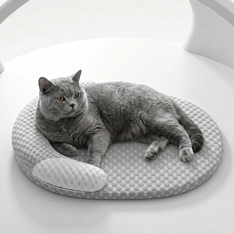 Cooling Dog Bed Summer Ice Silk Cat Mat Oval Pet Nest Breathable Heat Dissipation 