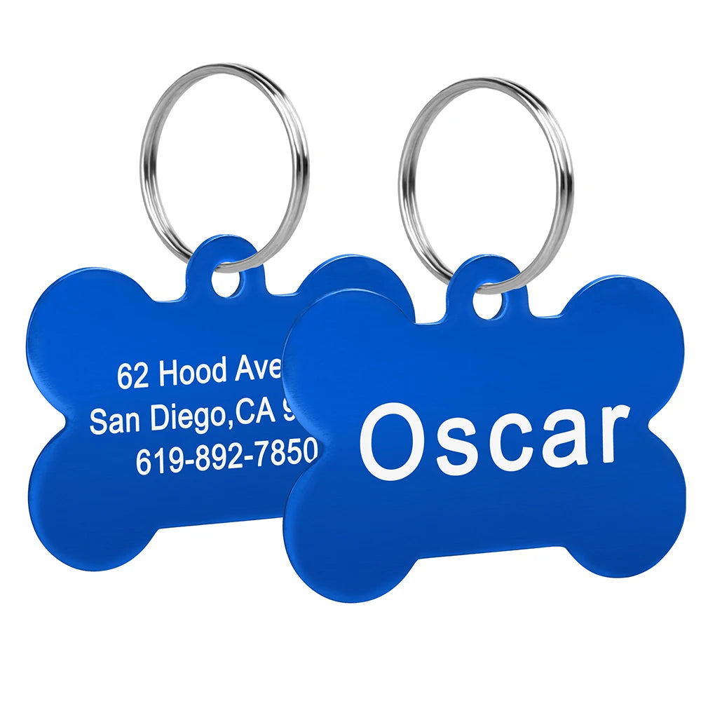 Bone Shaped Pet ID Tag Personalized Dog Cat Name Tags