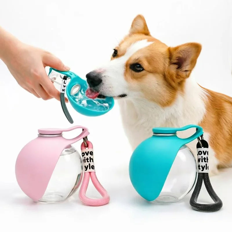 Dog Water Bottle Outdoor Portable Foldable Leakproof Pet Drinking Cup with Lanyard 285ML Travel Pet Supplies