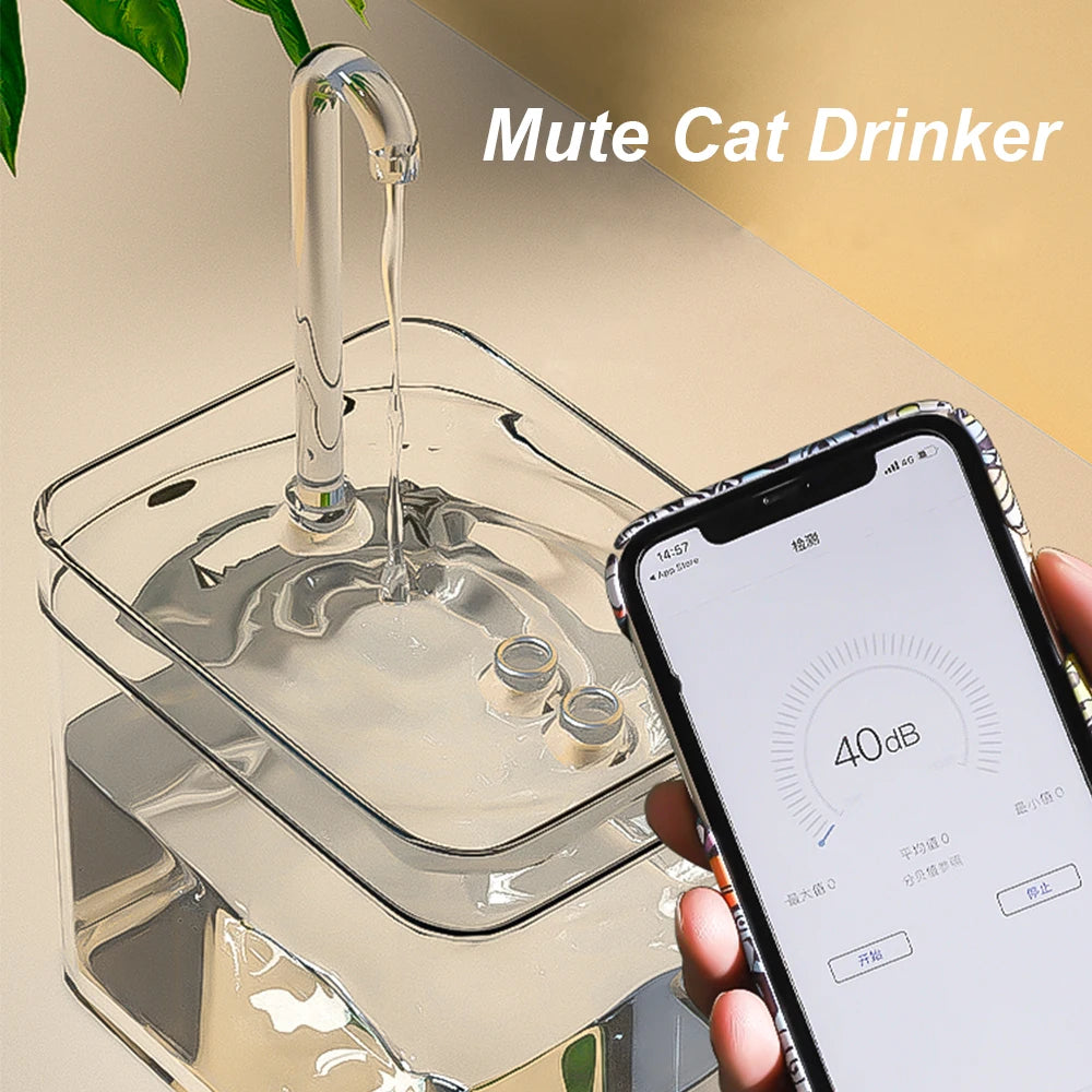 Cat Water Fountain Auto Filter Transparent Cat Drinker
