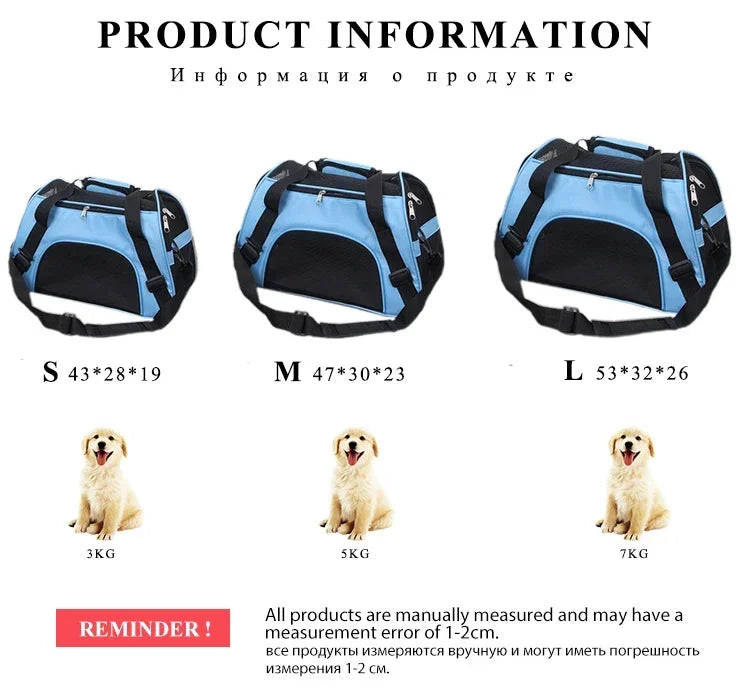 Portable Dog Cat Carrier Bag Pet Puppy Travel Bags Breathable Mesh