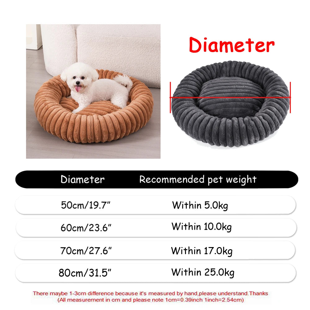  Round Pet Bed for Large Dog Bed Super Soft Cat Bed Plush Dog House for Medium Dog 